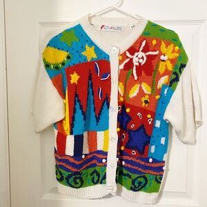Chaus Vintage Knitted Size L Women’s  Short Sleeve Cardigan